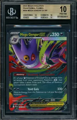 2025 Pokemon Mega Evolution Phantasmal Flames Mega Gengar EX 056 BGS 10 PRISTINE - Image 1