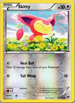 Skitty 104/146 XY Base Set Reverse Holo Pokemon TCG MP - Image 1