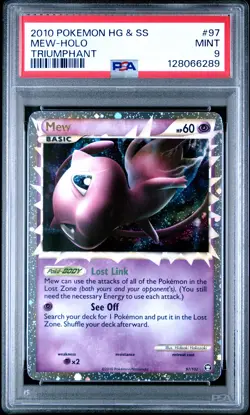 2010 POKEMON HEARTGOLD & SOULSILVER TRIUMPHANT #97 MEW-HOLO PSA 9 - Image 1