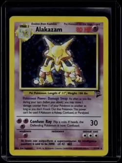 Pokemon TCG Alakazam 1/130 Base Set 2 Holo Rare LP - Image 1