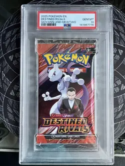 Pokemon Destined Rivals Booster Pack Giovanni And Mewtwo Artwork PSA 10 Gem Mint - Image 1