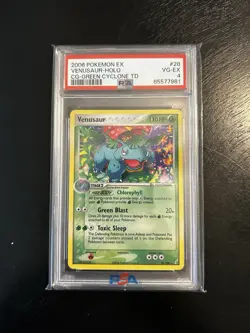 2006 POKEMON EX CRYSTAL GUARDIANS #28 VENUSAUR-HOLO CG-GREEN CYCLONE TD PSA 4 - Image 1