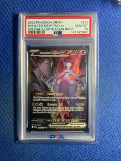 2025 POKEMON DRI EN-DESTINED RIVALS #231 TEAM ROCKET'S MEWTWO EX PSA 10 - Image 1
