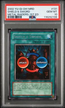 2002 Yugioh Mrd #131 Shield and Sword Metal Raiders 1st Edition PSA 10 - Image 1