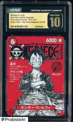 2025 One Piece JPN ST21 Promo Magazine Vol.20 014 Monkey D Luffy CGC 10 PRISTINE - Image 1