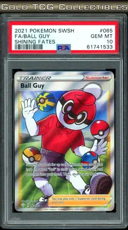 PSA 10 ⭐ Pokemon Ball Guy 065 Shining Fates Shiny Full Art Graded Card - Image 1