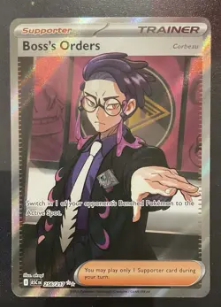 Pokemon Boss's Orders Corbeau Trainer Supporter Ultra Rare Full Art Holo 256/217 - Image 1