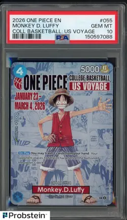2026 One Piece EN College Basketball US Voyage #055 Monkey D Luffy PSA 10 - Image 1
