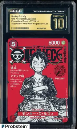 2025 One Piece JPN ST21 Promo Magazine Vol.20 014 Monkey D Luffy CGC 10 PRISTINE - Image 1