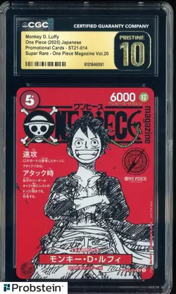 2025 One Piece JPN ST21 Promo Magazine Vol.20 014 Monkey D Luffy CGC 10 PRISTINE - Image 1