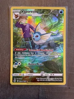 Vaporeon TG02/TG30 Swsh09 Trainer Gallery Holo Card Brilliant Stars Full Art - Image 1