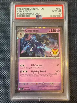 Ceruledge 040 PSA 10 Pokemon Day Promo Paldean Fates 2024 Gem Mint holo Pokemon - Image 1