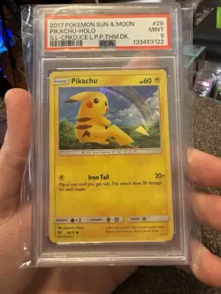 PSA 9 POKEMON 2017 SHINING LEGENDS LETS PLAY PIKACHU CRACKED ICE HOLO #28 ⚡⚡ - Image 1