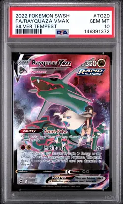 2022 POKEMON SWORD & SHIELD SILVER TEMPEST #TG20 FULL ART/RAYQUAZA VMAX PSA 10 - Image 1