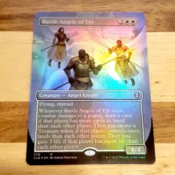 1x Battle Angels of Tyr, Borderless Art Foil, CLBG, Magic MTG Bit Off Center - Image 1