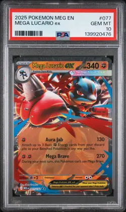 2025 POKEMON MEG EN-MEGA EVOLUTION #077 MEGA LUCARIO EX PSA 10 - Image 1