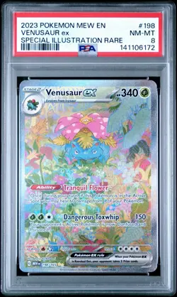 2023 POKEMON MEW EN-151 SPECIAL ILLUSTRATION RARE #198 VENUSAUR EX PSA 8 - Image 1