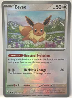 Pokemon TCG Eevee 074/131 Prismatic Evolutions Pokeball Holo Common - Image 1