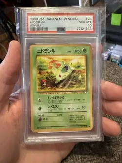 1998 POKEMON JAPANESE VENDING #29 - NIDORAN - SERIES 1 - PSA 10 POP 34 - Image 1