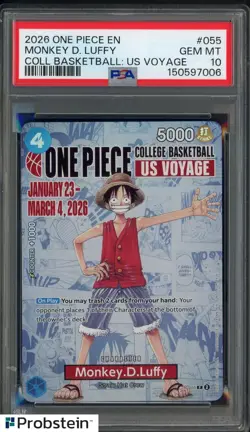 2026 One Piece EN College Basketball US Voyage #055 Monkey D Luffy PSA 10 - Image 1