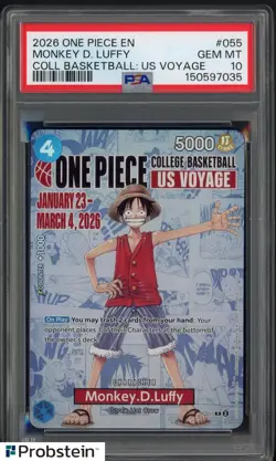 2026 One Piece EN College Basketball US Voyage #055 Monkey D Luffy PSA 10 - Image 1