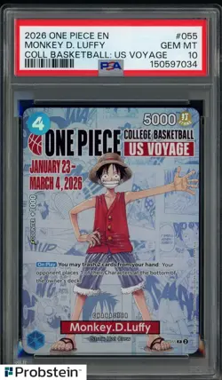 2026 One Piece EN College Basketball US Voyage #055 Monkey D Luffy PSA 10 - Image 1