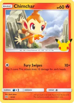 Chimchar 12/25 McDonalds 2021 Pokemon Card NM - Image 1