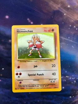 Hitmonchan 7/102 Base Set Unlimited Holo 1999 MP Pokemon Card - Image 1