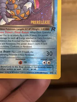 Pokemon TCG Dark Gyarados Prerelease Holo Rare Card 8/82 Vintage - Image 4