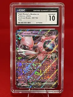 CGC 10 GEM MINT Team Rocket's Mewtwo Ex 081/182 HOLO RARE Pokemon Card - Image 3