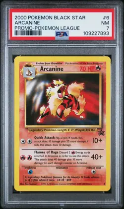 2000 POKEMON PROMO BLACK STAR POKEMON LEAGUE #6 ARCANINE PSA 7 - Image 1