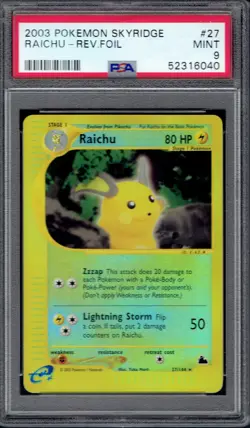 2003 Pokemon Raichu Reverse Foil 27/144 PSA 9 (Skyridge) - Image 1