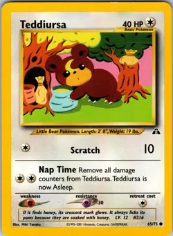 Teddiursa 65/75 Neo Discovery Pokemon TCG LP - Image 1