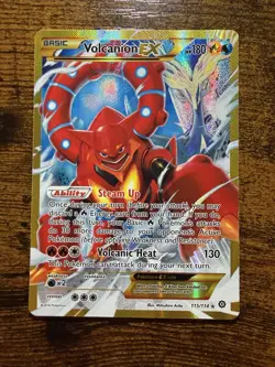 Pokemon Volcanion EX Secret Rare Full Art Holo 115/114 XY Steam Siege - Image 1