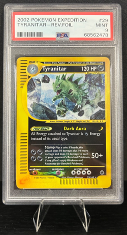 2002 POKEMON EXPEDITION BASE SET 29/165 TYRANITAR REVERSE FOIL PSA 9 - Image 1