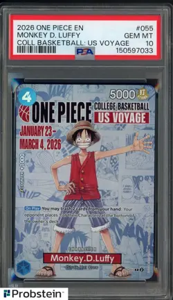 2026 One Piece EN College Basketball US Voyage #055 Monkey D Luffy PSA 10 - Image 1