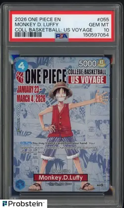 2026 One Piece EN College Basketball US Voyage #055 Monkey D Luffy PSA 10 - Image 1