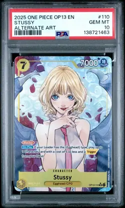 2025 ONE PIECE OP13 110 CARRYING ON HIS WILL STUSSY ALT ART PSA 10 GEM MINT - Image 1