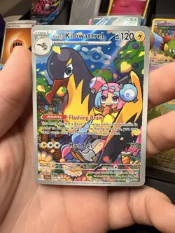 Pokemon Iono's Kilowattrel 163/159 SV09 Holo Illustration Rare 120 HP Card - Image 1