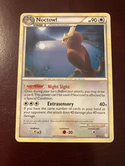 Noctowl 8/123 Heartgold & Soulsilver Base Regular Rare 2010 Pokemon TCG Card LP - Image 1