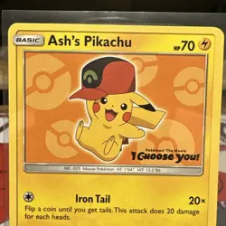 Pokemon Ash's Pikachu SM110 SM Promo 2017 Regular Basic Card - Image 2
