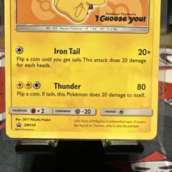 Pokemon Ash's Pikachu SM110 SM Promo 2017 Regular Basic Card - Image 3