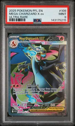 2025 POKEMON PFL EN-PHANTASMAL FLAMES ULTRA RARE #109 MEGA CHARIZARD X EX PSA 9 - Image 1
