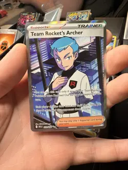 Pokemon Team Rocket's Archer 223/182 Destined Rivals Ultra Rare Holo Trainer - Image 1