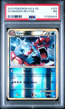 2010 POKEMON HEARTGOLD & SOULSILVER GYARADOS #123 REVERSE PSA 7 NM #117256943 - Image 1