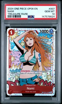 2024 ONE PIECE ST01 007 OP06 WINGS OF THE CAPTAIN NAMI TREASURE RARE PSA 10 - Image 1
