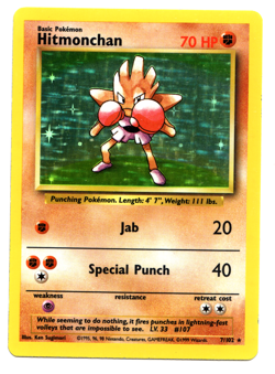 Pokemon Hitmonchan 7/102 Base Set Holo Rare English Card Wizards 1999 Light Play - Image 1