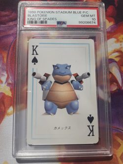 1998 Pokemon Stadium Blue Version Blastoise King of Spades Playing Cards PSA 10 - Image 1