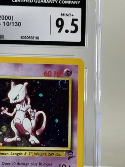 CGC 9.5 MINT+ Mewtwo 2000 Base Set 2 10/130 Holo SWIRL Pokemon Card - Image 3