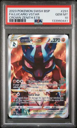 2023 POKEMON SWSH BLACK STAR PROMO #291 FULL ART/LUCARIO VSTAR PSA 10 - Image 1